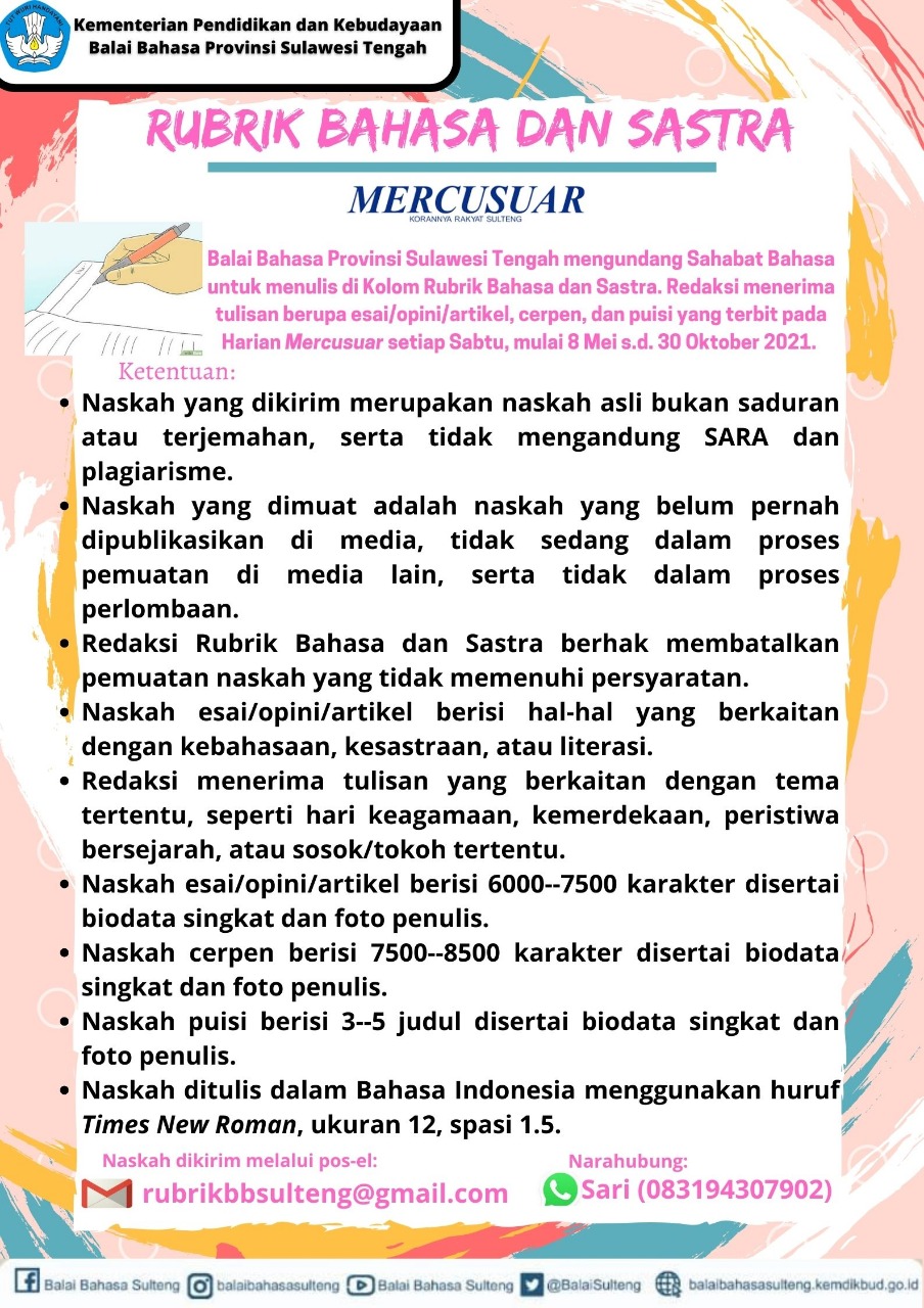 Rubik Bahasa dan Sastra Mercusuar - Balai Bahasa Sulawesi ...